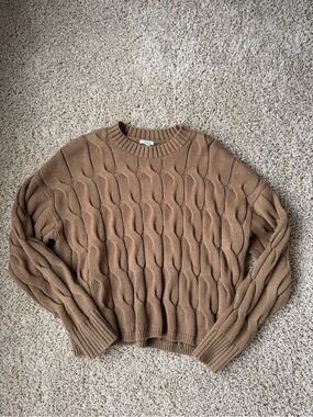 pistola Cable Knit Crewneck Sweater - Camel Brown